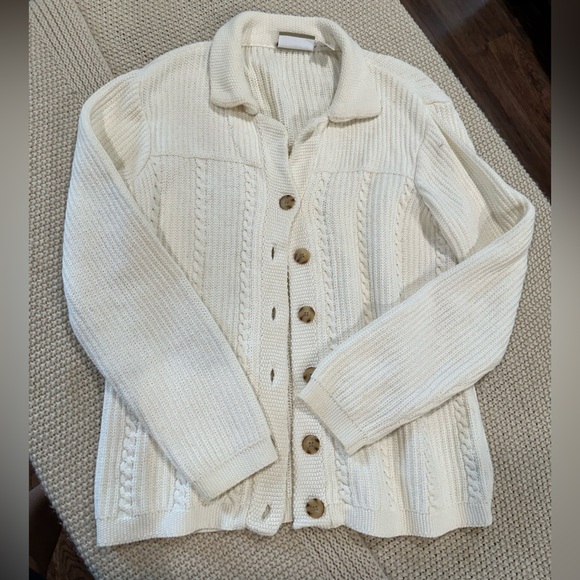 Liz claiborne Women's Cream Cable Knit Sweater - Picture 1 of 5